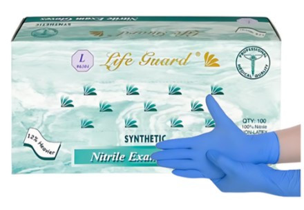 Life Guard Nitrile Exam Gloves SIZE L  (QTY 100/box)