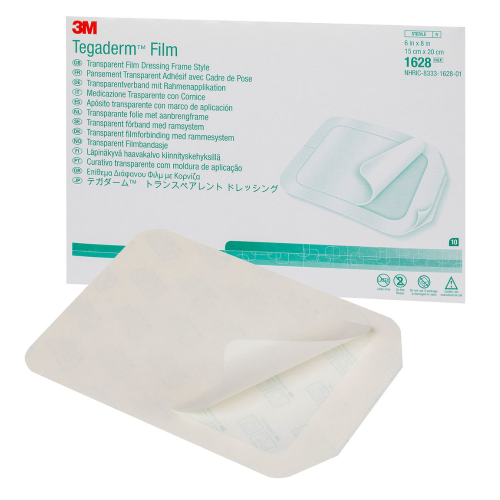 Tegaderm Transparent Film Dressing, Picture Frame Style, with Label, 6 in. x 8 in (Set of 8 Boxes of 10)