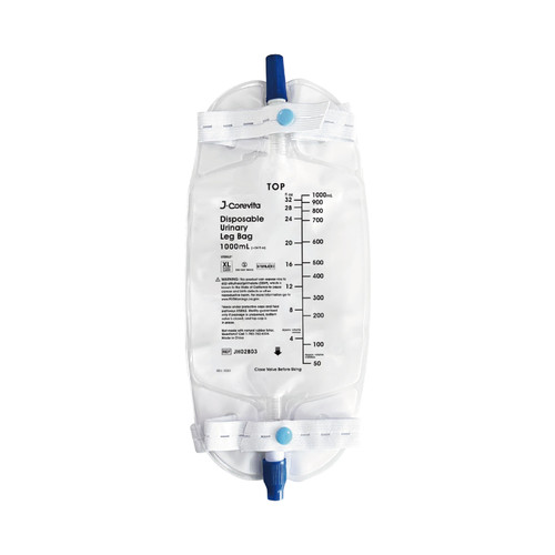 J·Corevita Urinary Drainage Leg Bag 1000ml - 48 per case