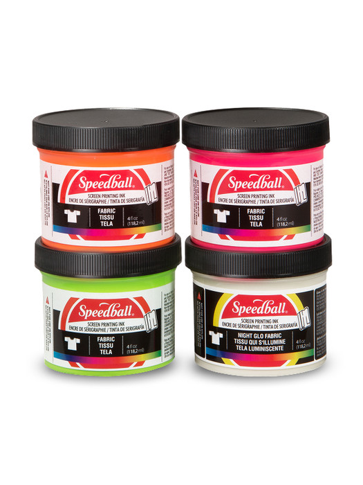 Fluorescent + Night Glo Fabric Screen Printing Ink 4-Color Set