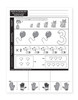 Sample page from MH-2001E Digital Drops in the Bucket Math Book 1 featuring numeral tracing, counting objects, matching sets, number recognition, and early math vocabulary for PreK and Kindergarten.