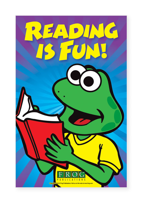 reading classroom poster with reading is fun message encouraging enjoyment of books and literacy learning