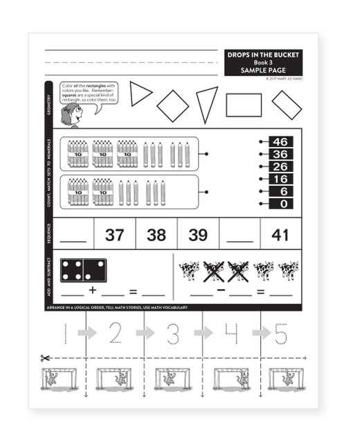 early math worksheet with addition counting and simple word problems to develop reasoning skills