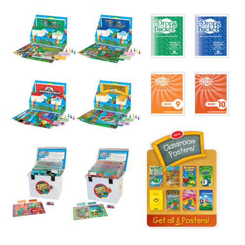 3rd grade learning bundle with reading math games and Drops in the Bucket workbooks for daily review and fluency building