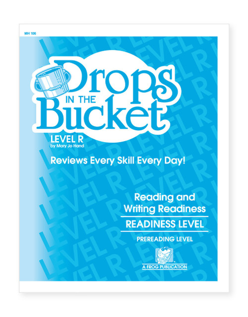 MH-106E Digital Drops in the Bucket Reading Level R printable teacher resource with cover showing daily literacy practice for PreK and Kindergarten students.
