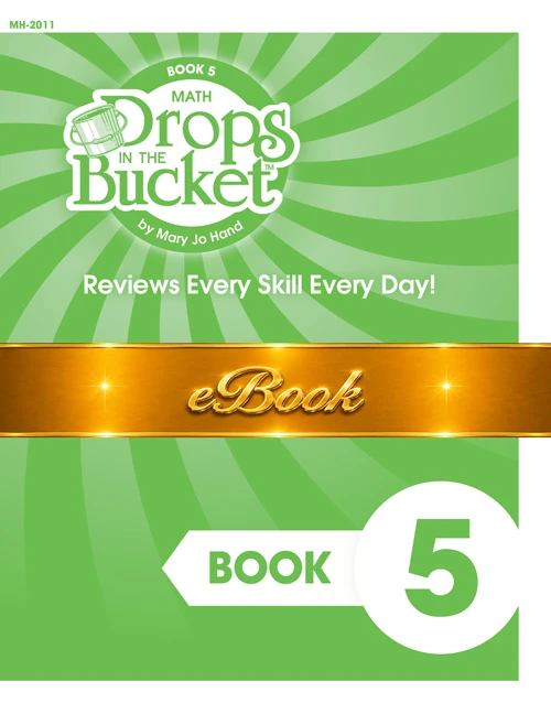 Cover of 1st Grade Digital Drops in the Bucket Math Book 5 for first semester featuring daily review math practice.