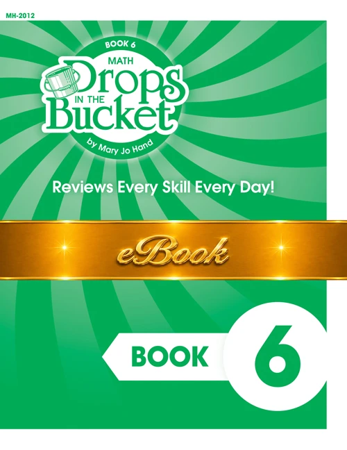 Cover of 1st Grade Digital Drops in the Bucket Math Book 6 for second semester featuring daily review math activities.