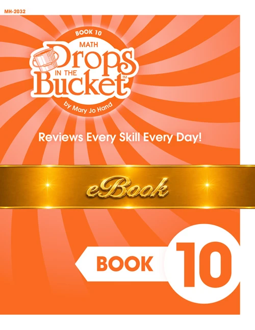 Cover of 3rd Grade Digital Drops in the Bucket Math Book 10 for second semester featuring daily review math activities.