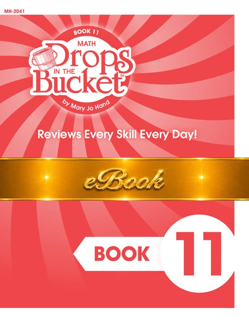Cover of 4th Grade Digital Drops in the Bucket Math Book 11 for first semester featuring daily review math activities.