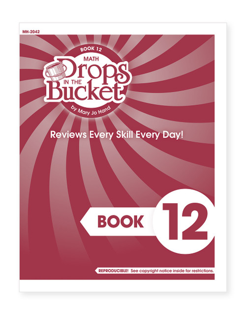 Cover of 4th Grade Digital Drops in the Bucket Math Book 12 for second semester featuring daily review math activities.