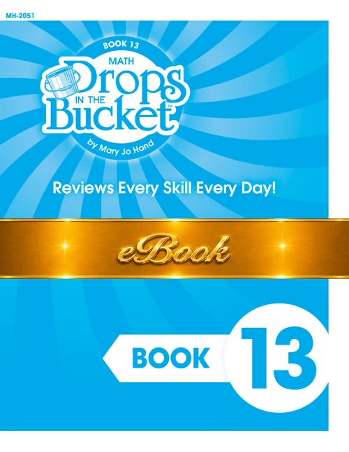 Cover of 5th Grade Digital Drops in the Bucket Math Book 13 for first semester featuring daily review math activities.