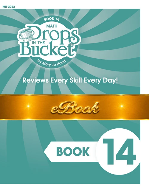 Cover of 5th Grade Digital Drops in the Bucket Math Book 14 for second semester featuring daily review math activities.