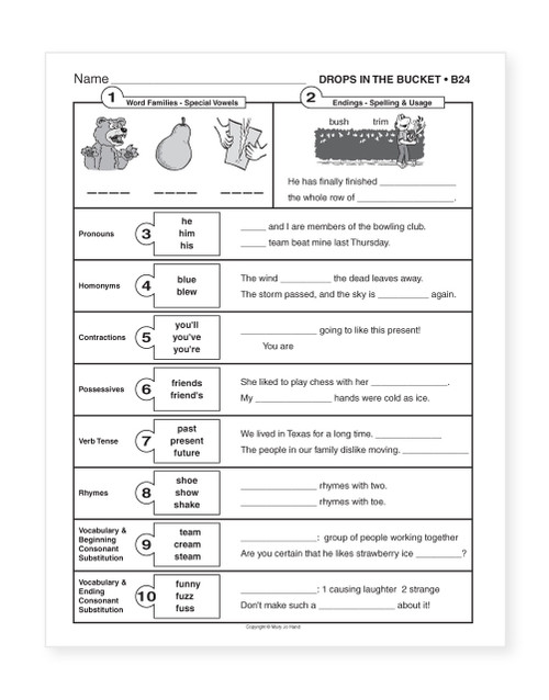 Sample pages from the Reading Comprehension & Vocabulary Workbook showing reading passages, comprehension questions, and vocabulary-building activities for Grades 2–3.