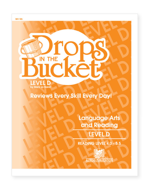 Reading, Grammar & Vocabulary Workbook for Grades 4–5+ | Reading Level D | MH-105 cover featuring reading comprehension, grammar, and vocabulary practice activities.
