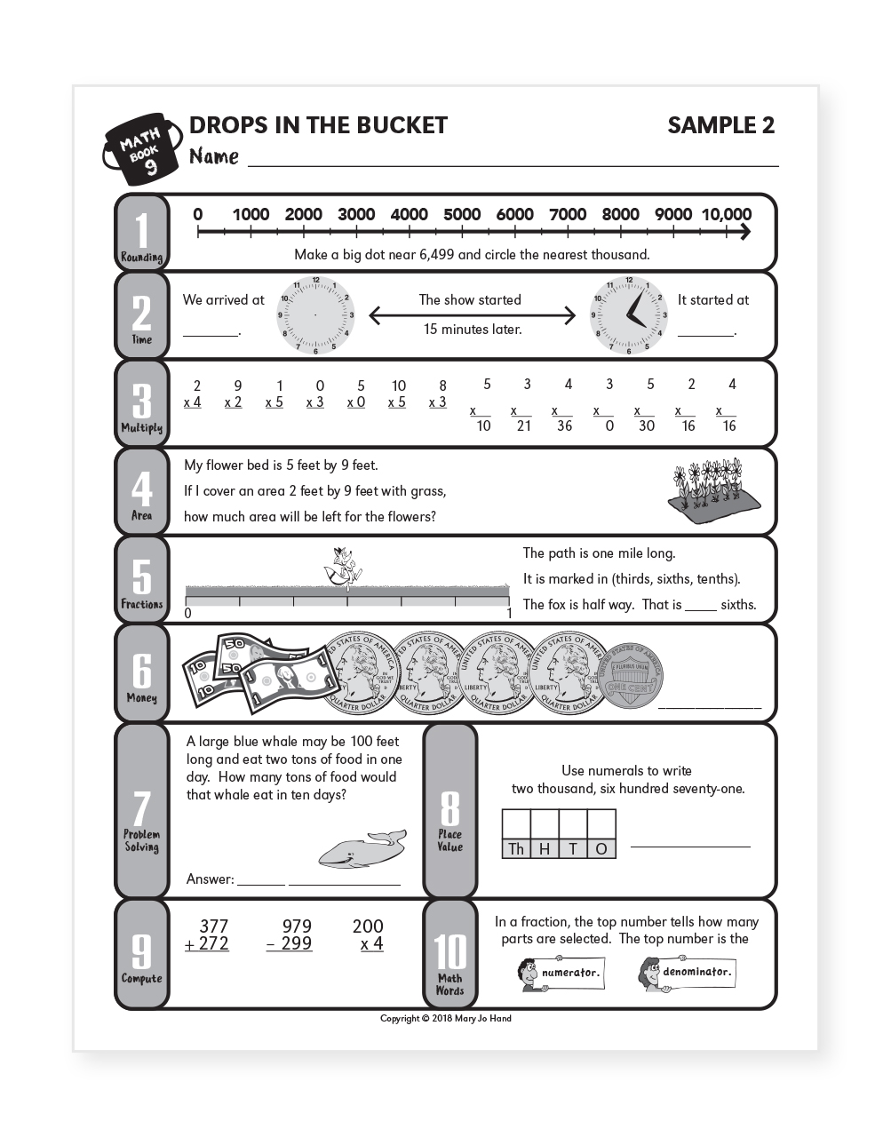 Drops In The Bucket Math Book 9 3rd Grade 1st Semester 
