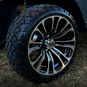 14" VECTOR Machined Golf Cart Wheels and 20x8.50-14 STINGER Tires Combo