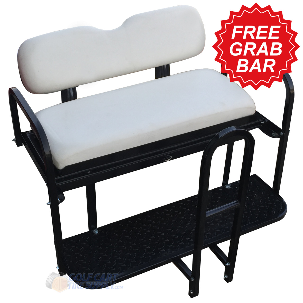 NOMAD Club Car Precedent Rear Seat Kit in PURE WHITE with Cargo Bed