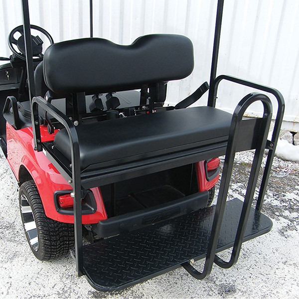 Rhino 700 Series SS EZGO TXT Golf Cart Rear Flip Seat Kit - Black