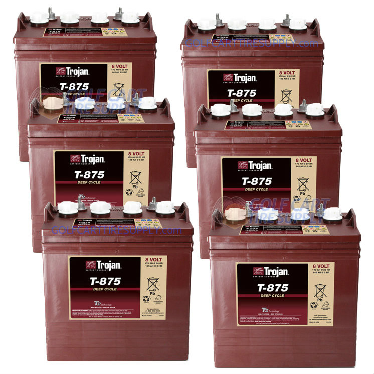 Trojan 8-Volt Golf Cart Batteries T-875 (6-Pack, 48V) | Free shipping