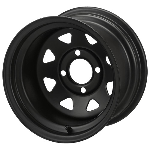 12" BLACK Steel Golf Cart Wheels - Slotted - Set of 4