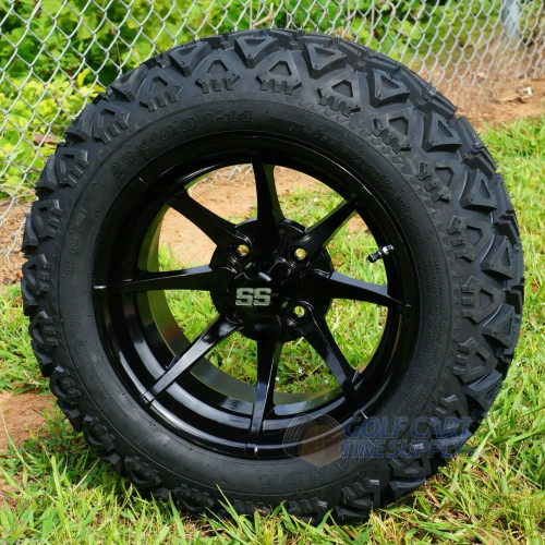 HYDRA 14" Golf Cart Wheels and 23" All Terrain Tires Combo