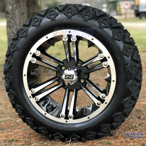 14" RAIDER Machined/ Black Wheels and 23x10-14" DOT All Terrain Tires Combo - Set of 4