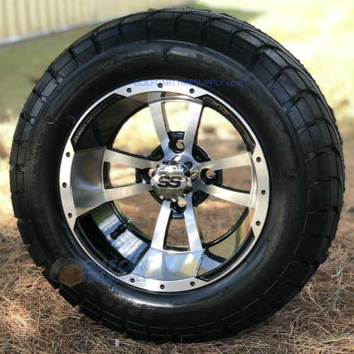 12" STORM TROOPER Machined Aluminum Wheels and 22x9.5-12" ELITE Street DOT Tires Combo