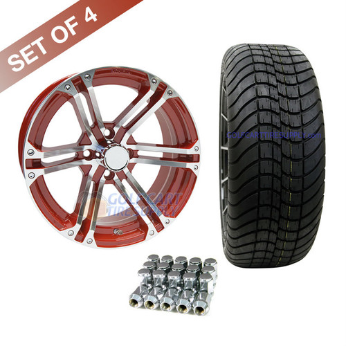 15" TERMINATOR Machined/ RED Wheels and Innova Driver 205/35R-15" Low Profile DOT Tires Combo - Set of 4