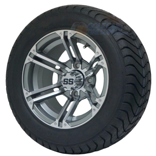 12" TERMINATOR Gunmetal Wheels and Low Profile 215/50-12 DOT Tires