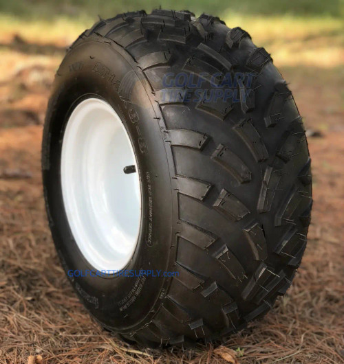 RHOX RXAL 18x8-8 All Terrain Golf Cart Tires and 8" WHITE Steel Wheels