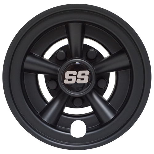 SS Matte Black 8" Golf Cart Hub Caps - Set of 4