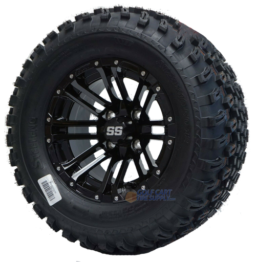 12" HD3 Black Aluminum wheels and 23" All terrain tires combo