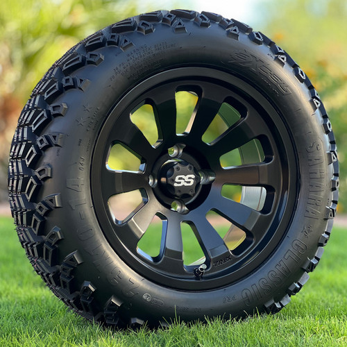 14" ORION Matte Black Aluminum Wheels and 23x10-14 DOT All Terrain Tires Combo