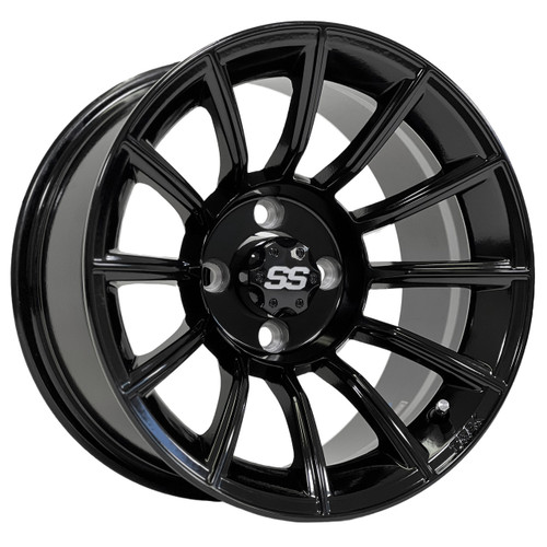 12" TITAN Gloss Black Golf Cart Wheels