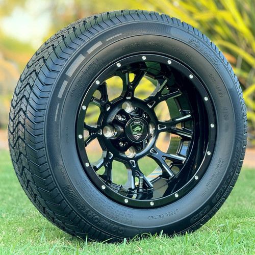 12" SPARTAN Black / Milled Aluminum Wheels and 215/50-12 ComfortGlide DOT Tires Combo