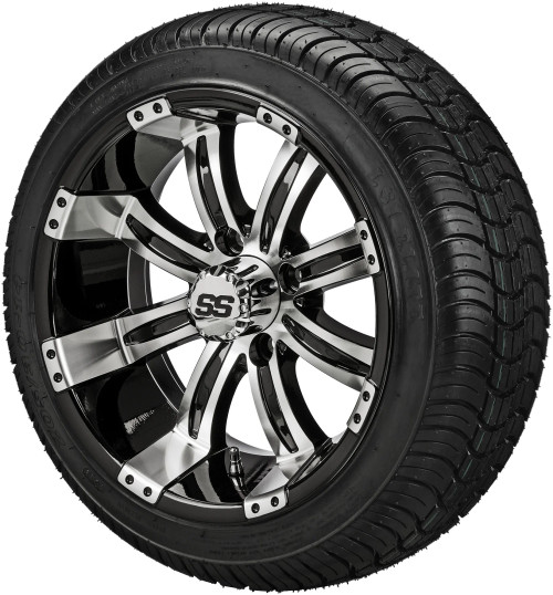 15" TEMPEST Machined / Black Wheels and 205/35R-15" Low Profile DOT Tires Combo - Set of 4