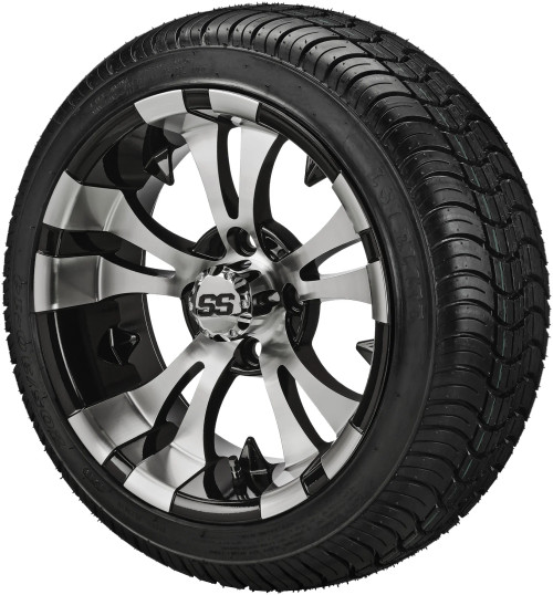 15" VAMPIRE Machined / Black Wheels and 205/35R-15" Radial Low Profile DOT Tires Combo - Set of 4