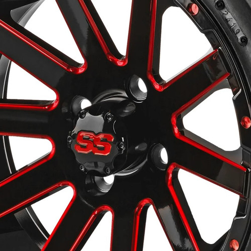 １４インチ ホイールセット ブラックレッド 14-inch-VENOM-Red-Black-Wheels