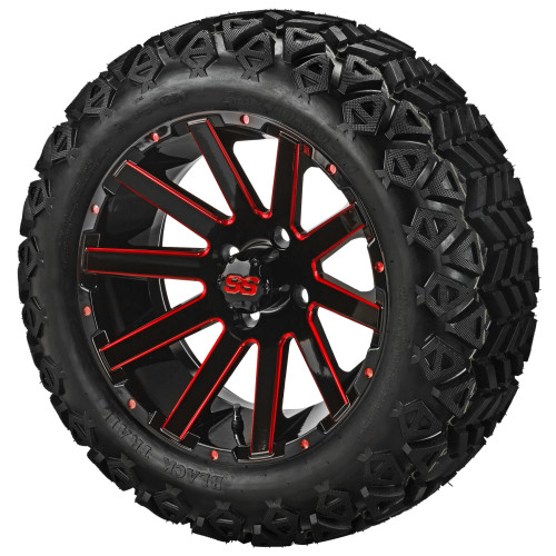 14" VENOM Red & Black Wheels and 23x10-14 DOT All Terrain Tires Combo - Set of 4