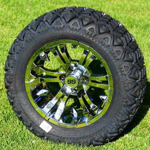 14" VAMPIRE Chrome Wheels and 23x10-14 DOT All Terrain Tires Combo - Set of 4