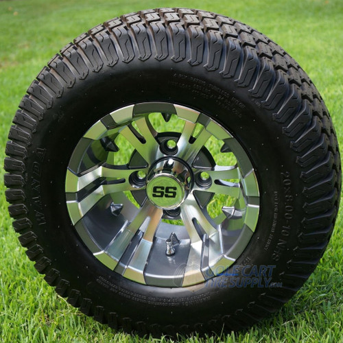 10" VAMPIRE Gunmetal Wheels and 20x8-10" TURF Tires Combo - Set of 4