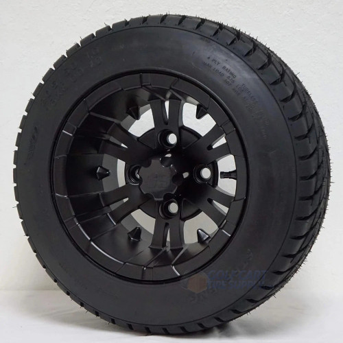10" VAMPIRE Matte Black Aluminum Wheels and 205/50-10 Low Profile DOT Tires Combo - Set of 4