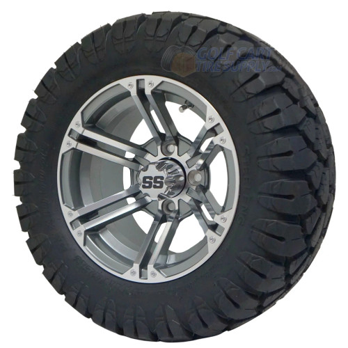 12" TERMINATOR Gunmetal Wheels and 22x10.5-12 STINGER DOT All Terrain Tires Combo - Set of 4