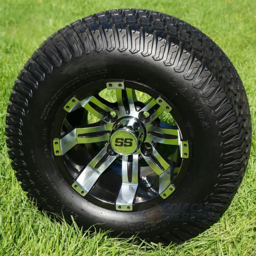 10" TEMPEST Machined/Black Wheels and 20x8-10" TURF Tires Combo