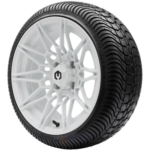 14" GALAXY Gloss White Wheels and 205/30-14 Low Profile DOT Tires Combo