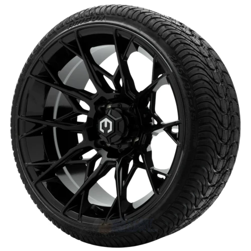 15" CHAOS Gloss Black Wheels and 215/35-15 Low Profile DOT Tires Combo
