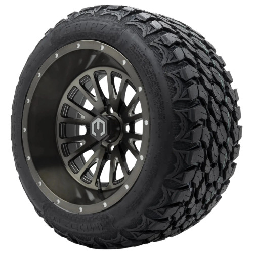 14" ASSASSIN Gunmetal/Milled Wheels and 23x10-14 All Terrain Tires Combo