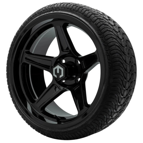 15" DRIFT Gloss Black Wheels and 215/35-15 Low Profile DOT Tires Combo