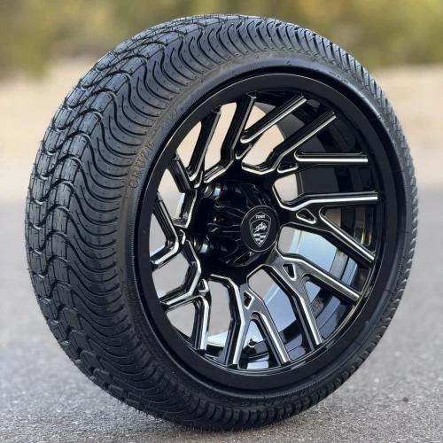 14" OPTIMUS Black / Milled Wheels and 205/30-14 Low Profile DOT Tires Combo