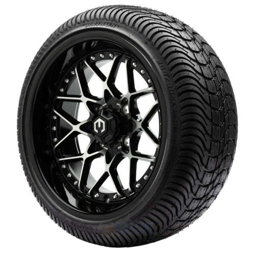14" FORMULA Machined/Black Wheels and 205/30-14 Low Profile DOT Tires Combo - Set of 4